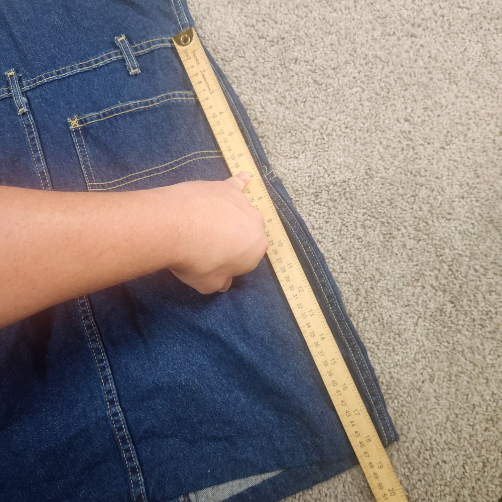 VTG Lee Denim Overall Dress Sz Medium 7/8 Dark Wash Button Front Bib USA 70s 80s - Picture 9 of 13